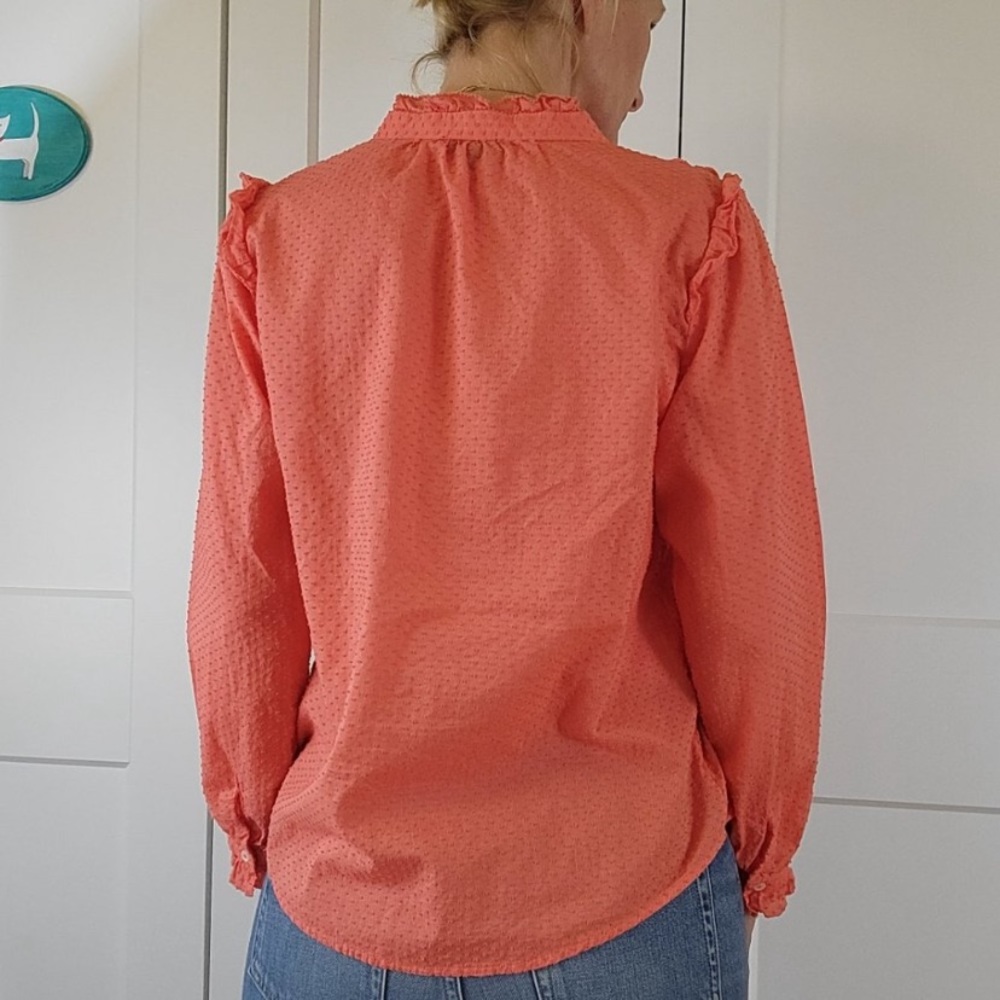 J Crew size Small coral poplin blouse. Perfect for summer and spring! Like new. - Picture 3 of 8